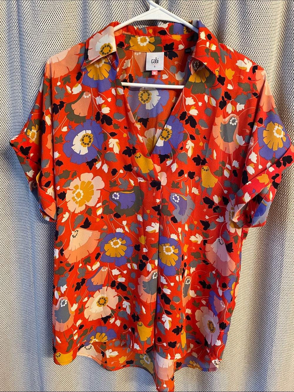 CAbi Floral Short-Sleeve Blouse